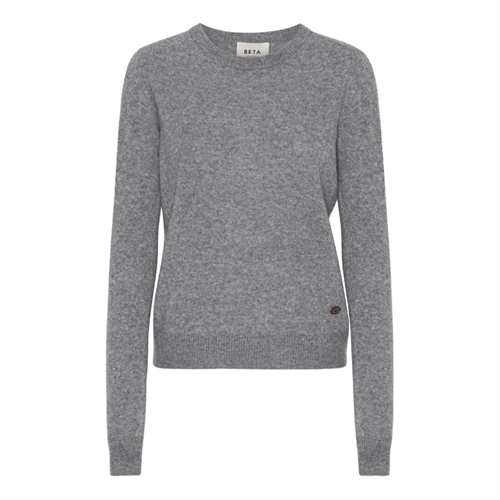 BETA STUDIOS O-NECK BASIC CASHMERE GREY MELANGE